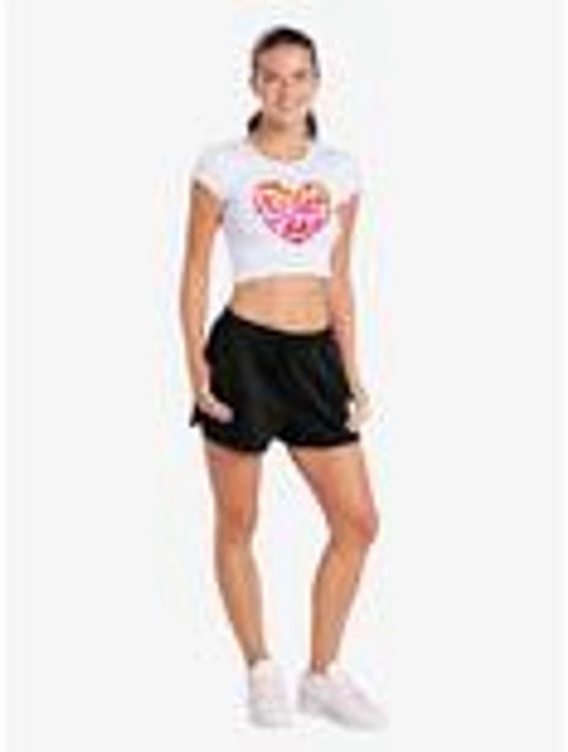 Teenage Mutant Ninja Turtles Totally Turtle Love Cap Sleeve Baby Rib Women's Crop Top