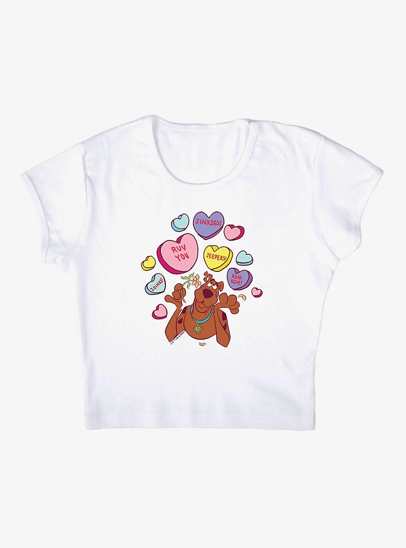 Scooby-Doo! Heart Candy Cap Sleeve Baby Rib Women's Crop Top