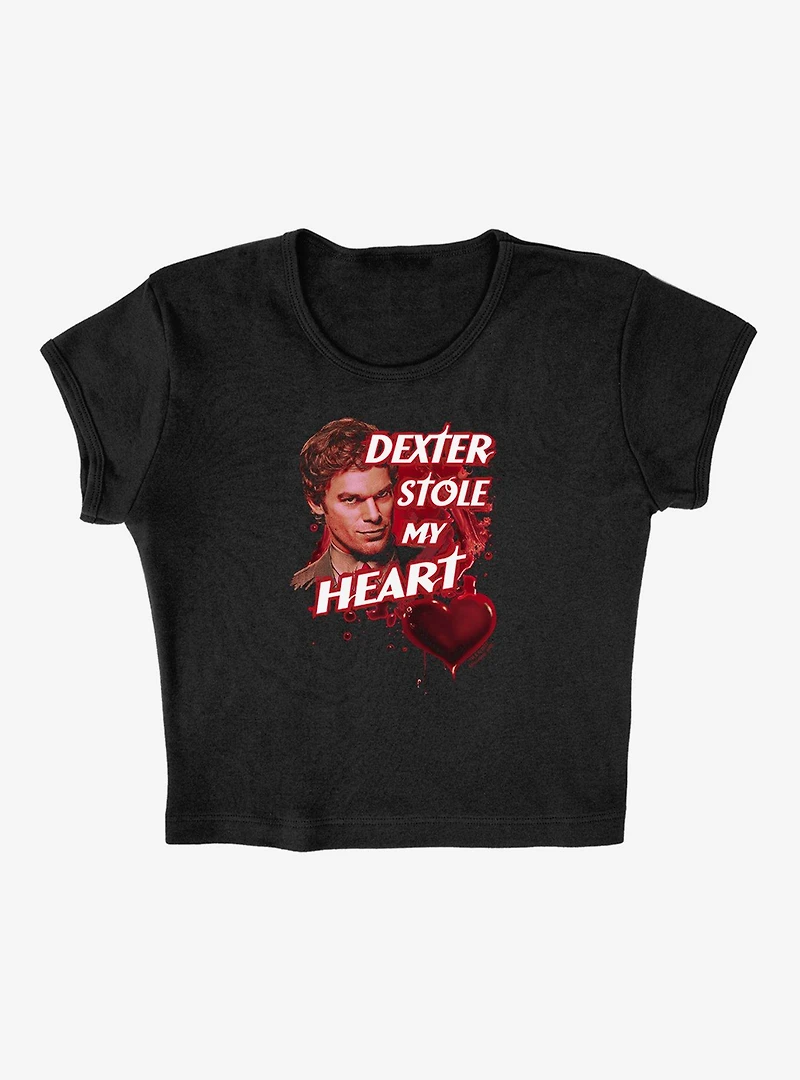Dexter Bloody Heart Cap Sleeve Baby Rib Women's Crop Top