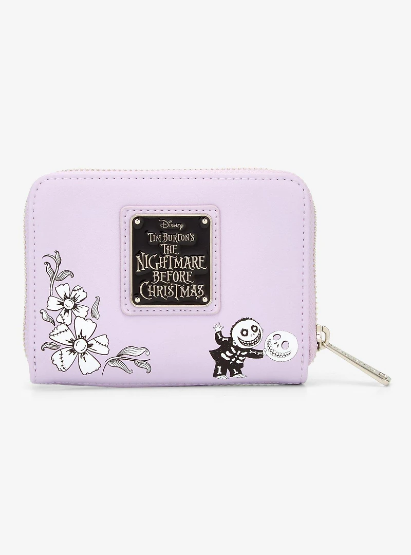 Loungefly Disney The Nightmare Before Christmas Jack & Sally Floral Small Zip Wallet- BoxLunch Exclusive