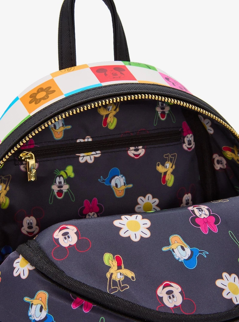 Loungefly Disney Mickey and Friends Checkered Colorful Mini Backpack — BoxLunch Exclusive