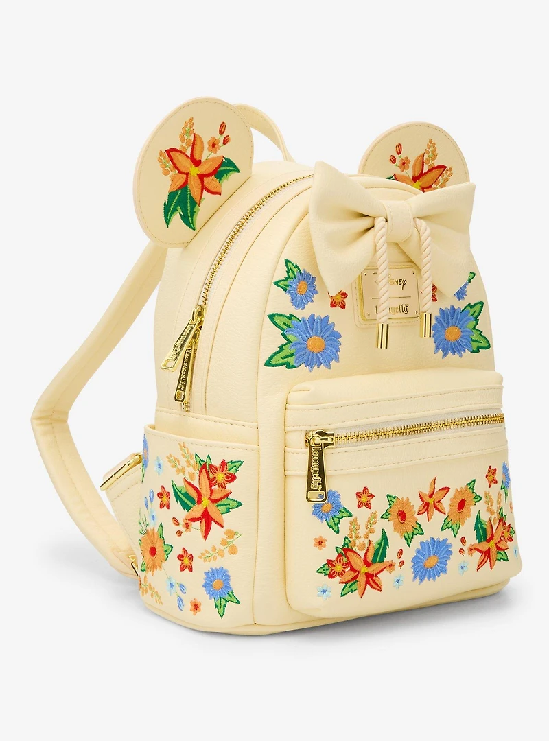 Loungefly Disney Minnie Mouse Orange Floral Ears Mini Backpack- BoxLunch Exclusive