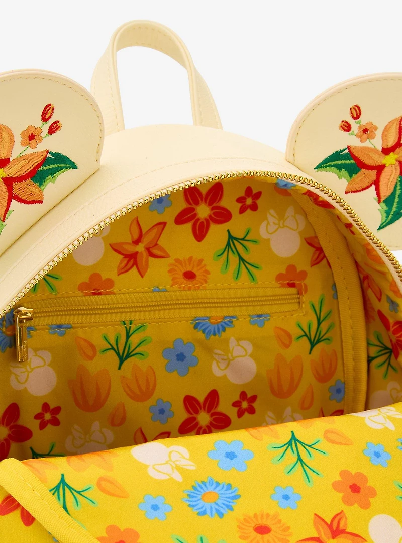 Loungefly Disney Minnie Mouse Orange Floral Ears Mini Backpack- BoxLunch Exclusive