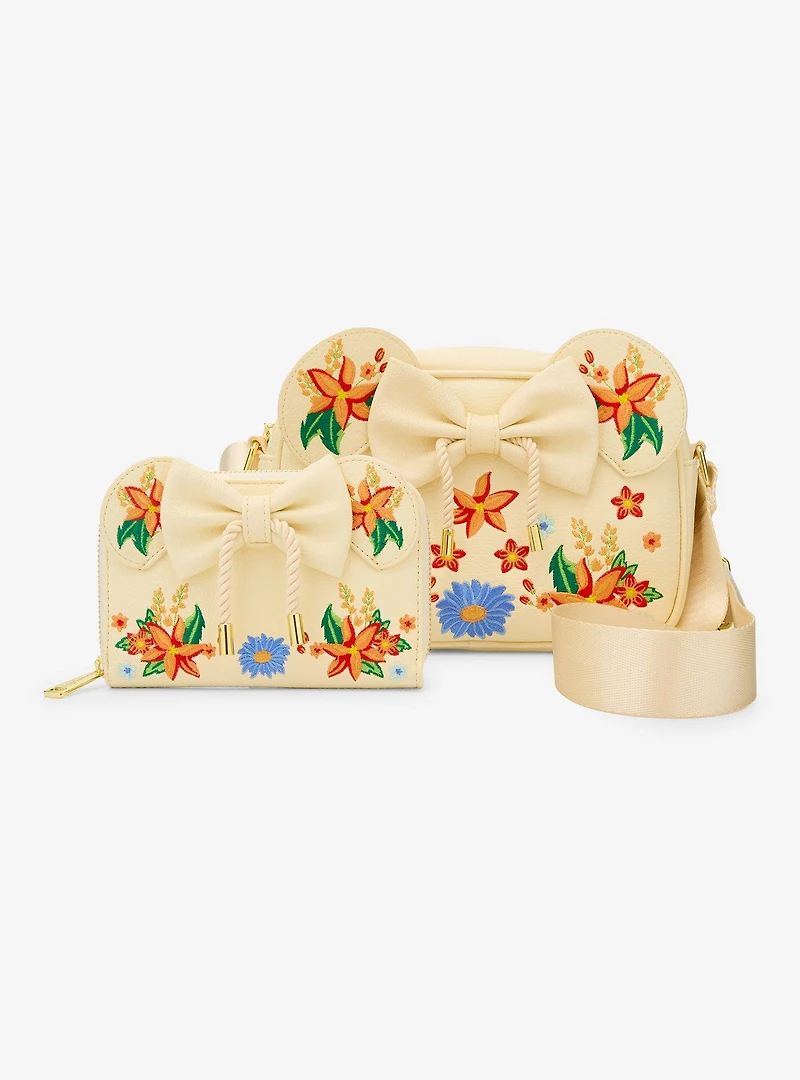 Loungefly Disney Minnie Mouse Orange Floral Ears Crossbody Bag - BoxLunch Exclusive