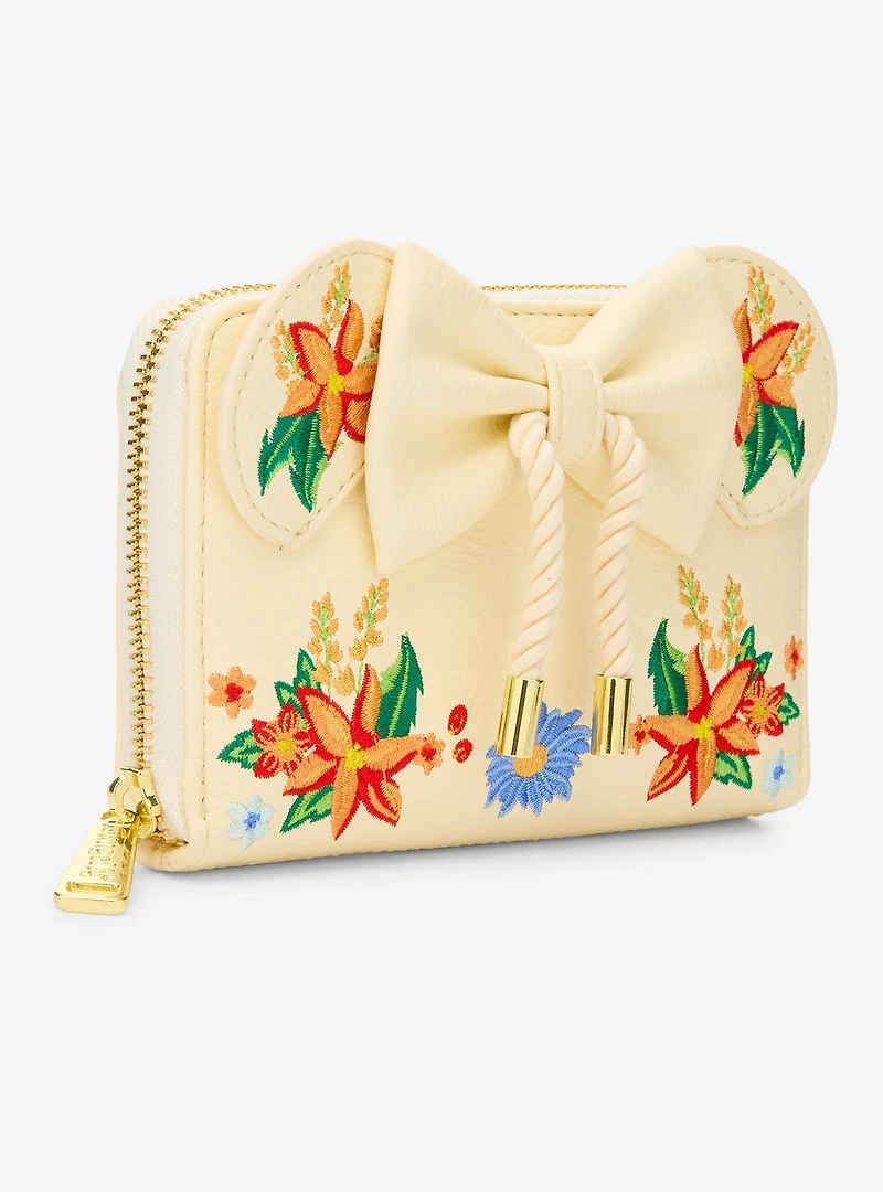 Loungefly Disney Minnie Mouse Orange Floral Ears Small Zip Wallet - BoxLunch Exclusive