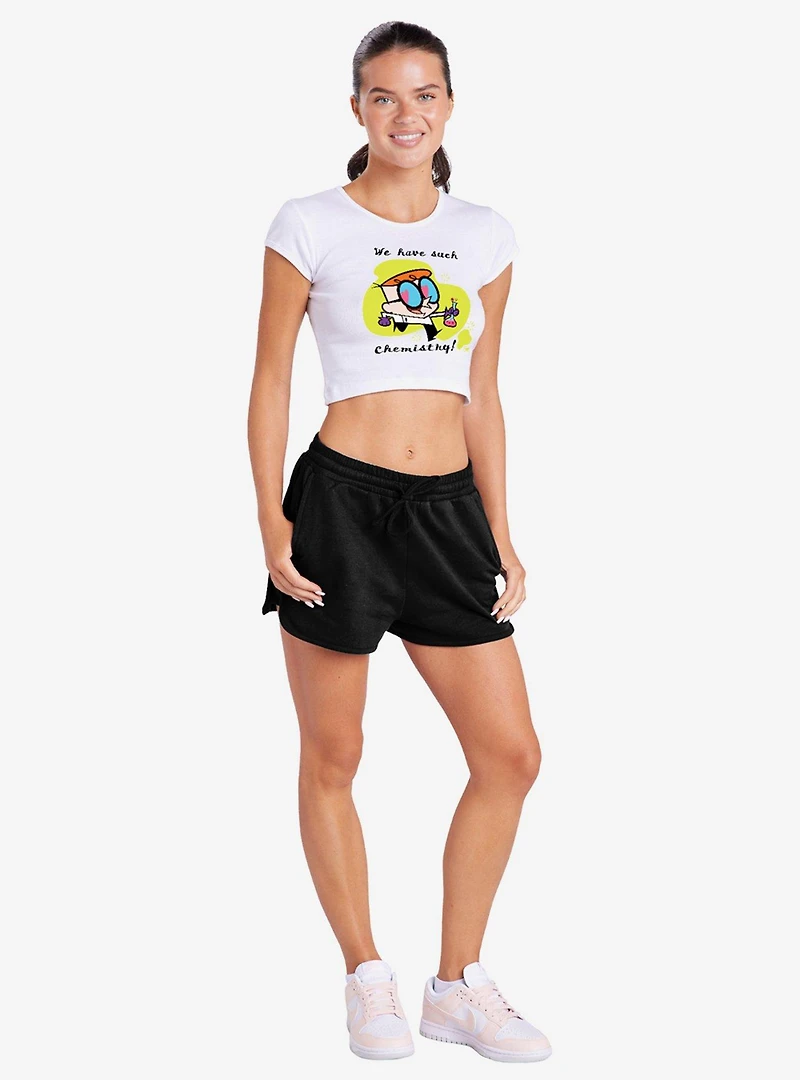 Dexter's Laboratory We Have Such Chemistry Cap Sleeve Baby Rib Women's Crop Top