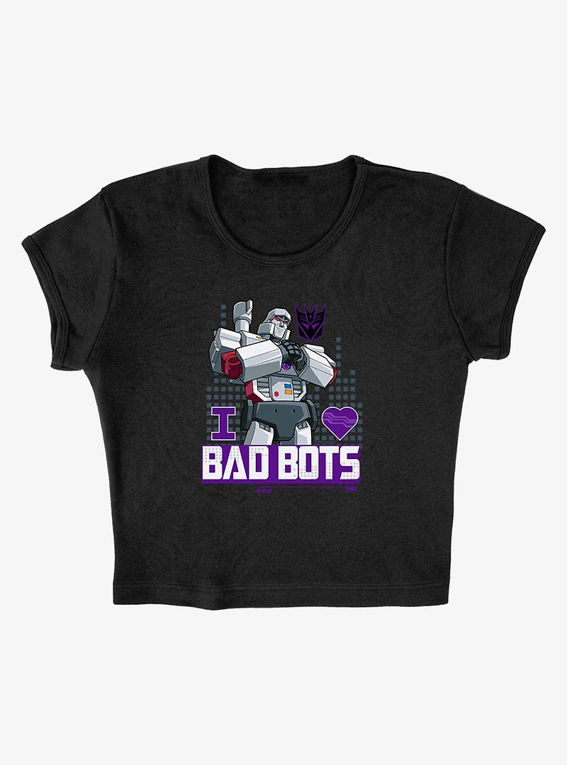 Transformers Megatron I Love Bad Bots Cap Sleeve Baby Rib Women's Crop Top