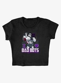Transformers Megatron I Love Bad Bots Cap Sleeve Baby Rib Women's Crop Top