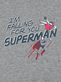 DC Comics Superman Falling For You Cap Sleeve Baby Rib Women's Crop Top