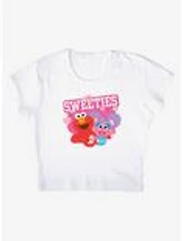 Sesame Street Sweeties Elmo and Abby Cap Sleeve Baby Rib Women's Crop Top