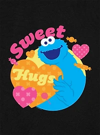 Sesame Street Sweet Hugs With Cookie Monster Cap Sleeve Baby Rib Women's Crop Top