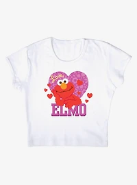 Sesame Street Love Elmo Cap Sleeve Baby Rib Women's Crop Top
