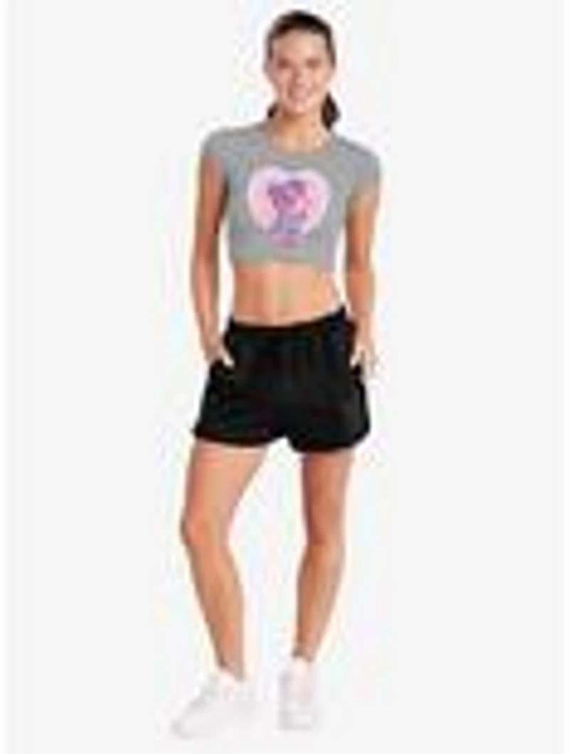 Sesame Street Heart With Abby Cadabby Cap Sleeve Baby Rib Women's Crop Top