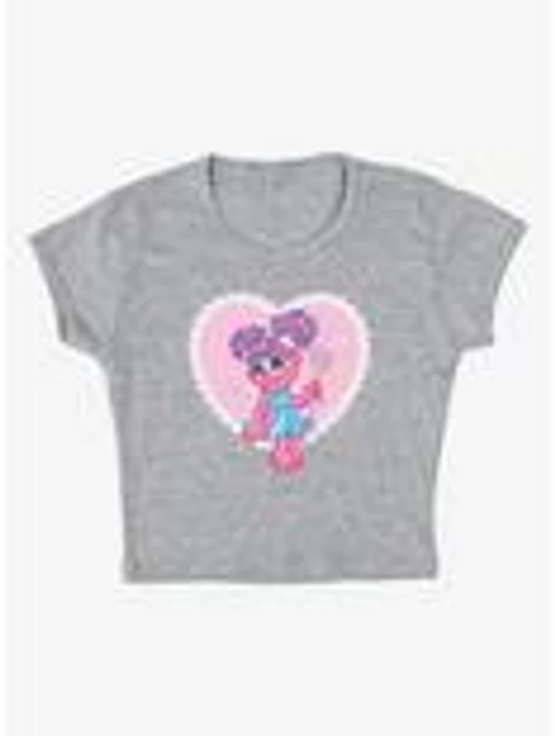 Sesame Street Heart With Abby Cadabby Cap Sleeve Baby Rib Women's Crop Top