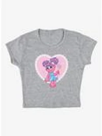 Sesame Street Heart With Abby Cadabby Cap Sleeve Baby Rib Women's Crop Top