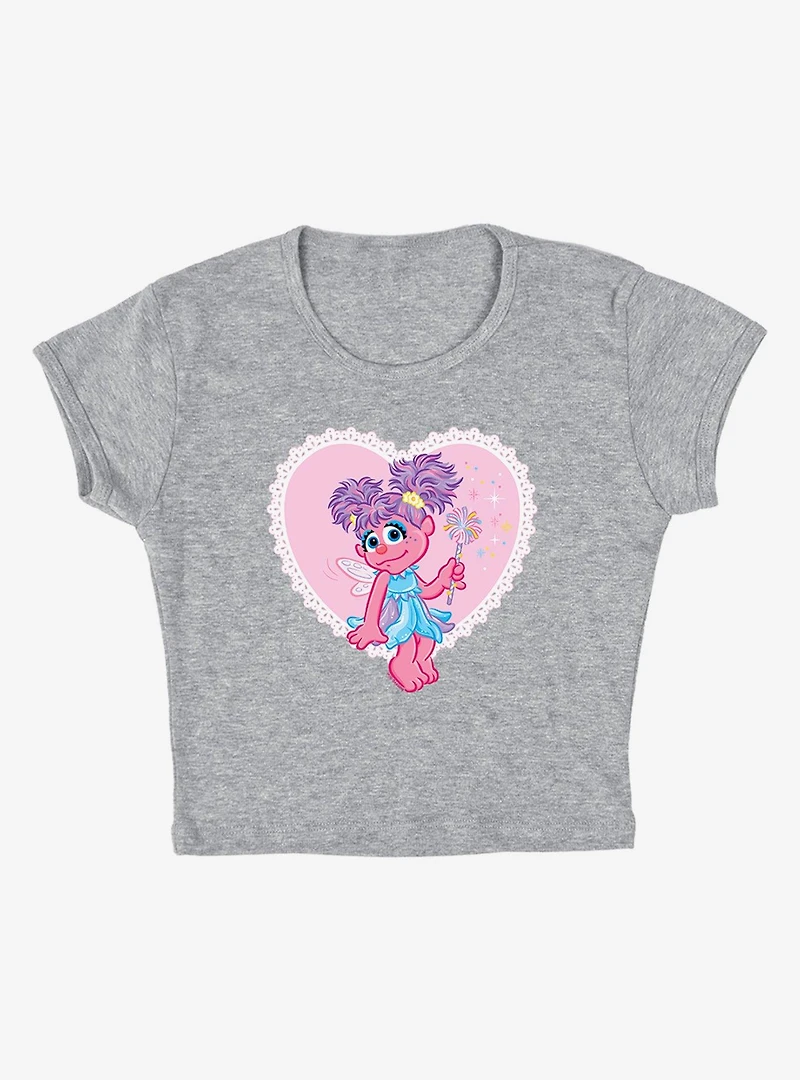 Sesame Street Heart With Abby Cadabby Cap Sleeve Baby Rib Women's Crop Top