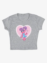 Sesame Street Heart With Abby Cadabby Cap Sleeve Baby Rib Women's Crop Top