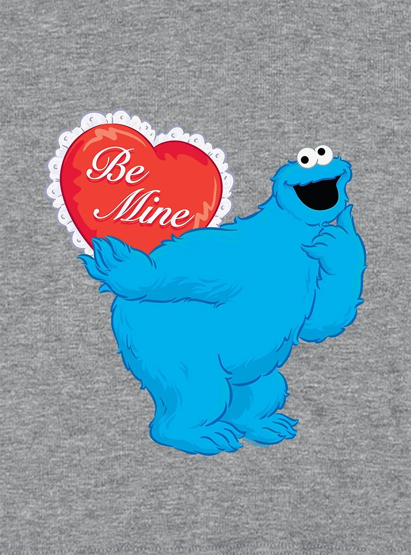 Sesame Street Be Mine With Cookie Monster Cap Sleeve Baby Rib Women's Crop Top