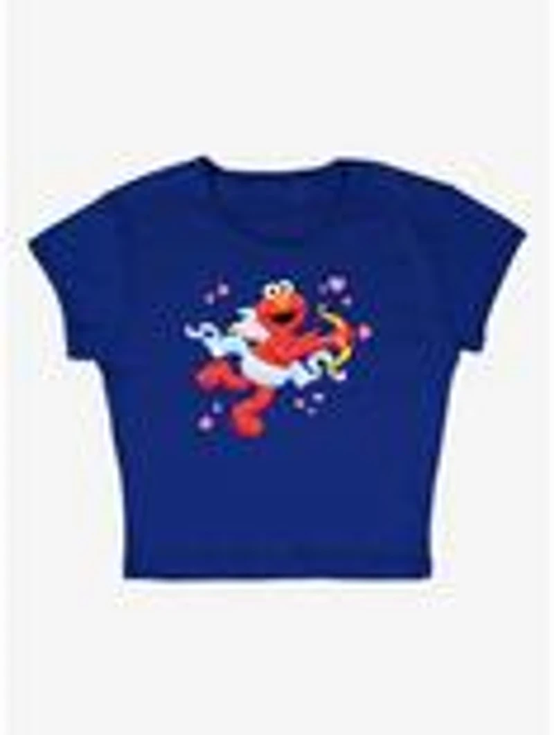 Sesame Street Cupid Elmo Cap Sleeve Baby Rib Women's Crop Top