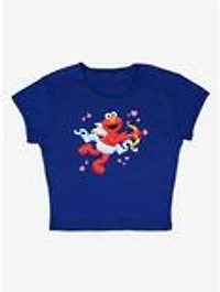 Sesame Street Cupid Elmo Cap Sleeve Baby Rib Women's Crop Top