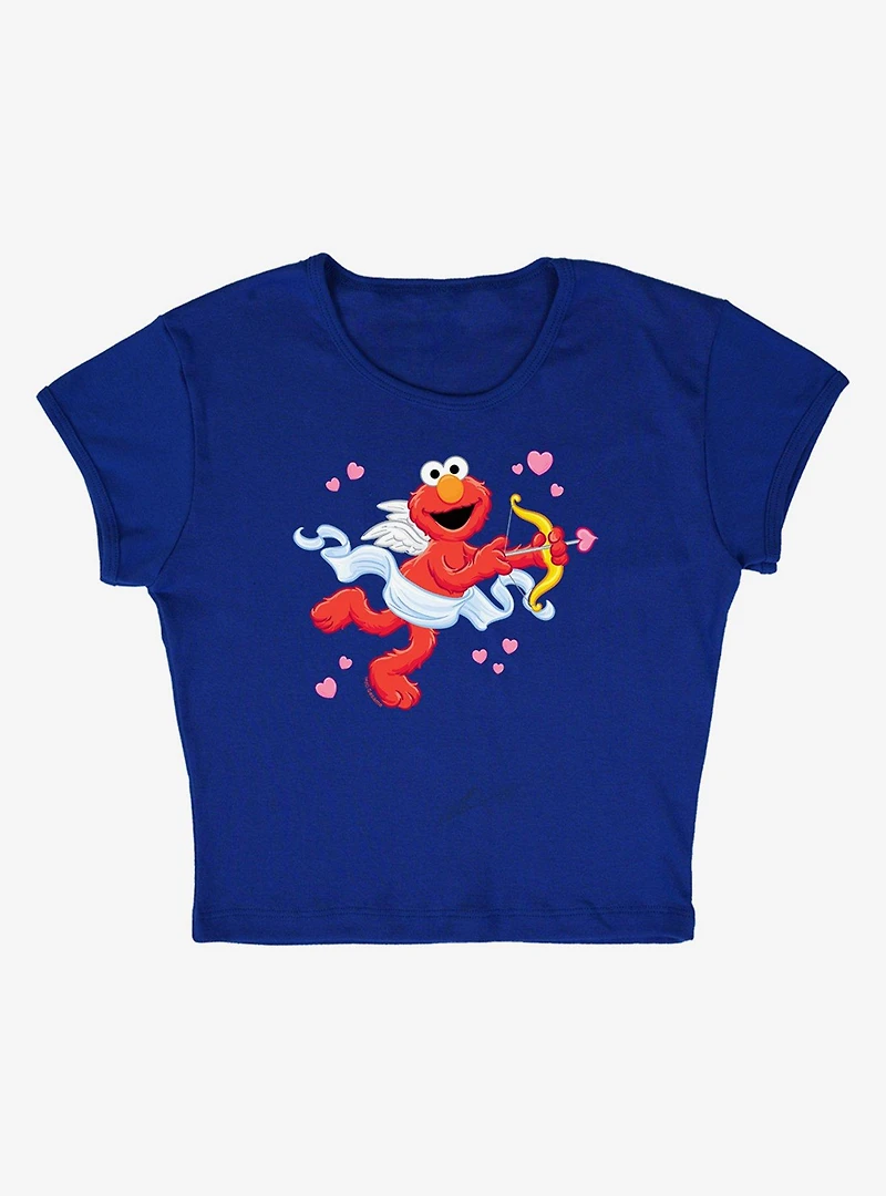 Sesame Street Cupid Elmo Cap Sleeve Baby Rib Women's Crop Top