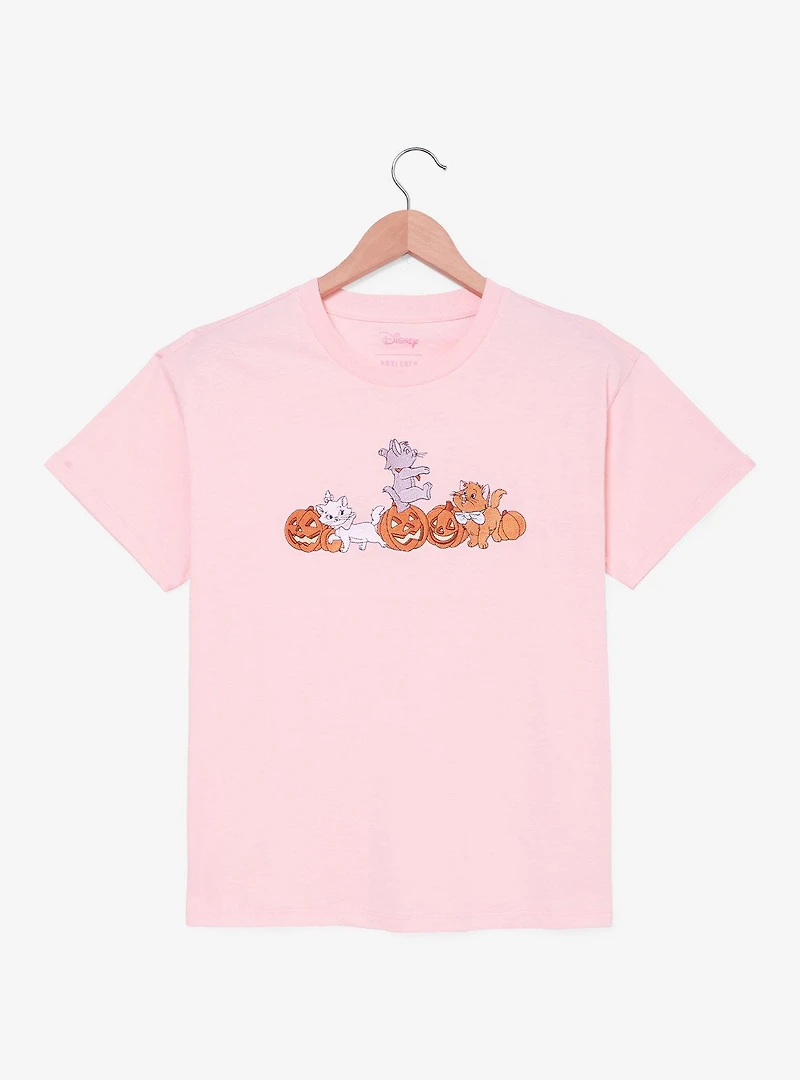 Disney The Aristocats Kittens & Jack-o-Lanterns Embroidered Women's T-Shirt - BoxLunch Exclusive