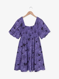 Disney Mickey Mouse Jack-o-Lantern Spiderweb Allover Print Smock Dress - BoxLunch Exclusive