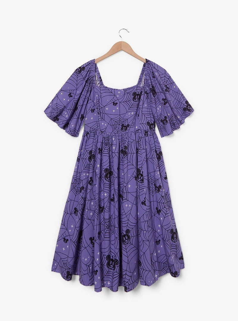 Disney Mickey Mouse Jack-o-Lantern Spiderweb Allover Print Plus Smock Dress - BoxLunch Exclusive