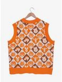 Disney Winnie the Pooh Characters & Pumpkins Argyle Women's Plus Sweater Vest - BoxLunch Exclusive