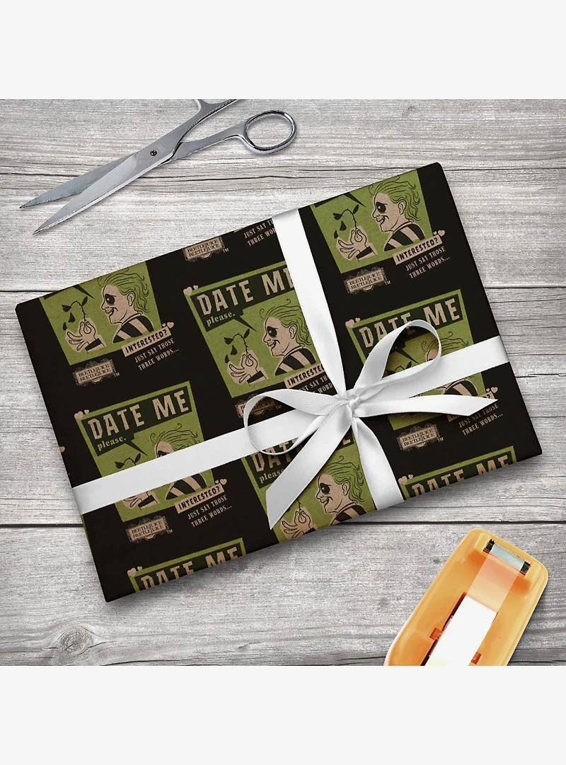 Beetlejuice Date Me Dark Premium Kraft Wrapping Paper