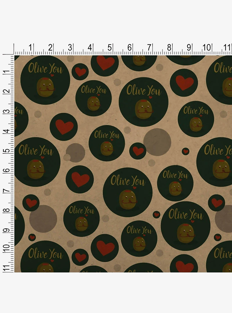 Olive You I Love You Premium Kraft Wrapping Paper