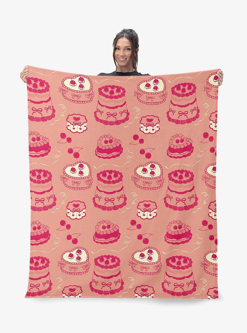 Valentine's Day Cakes Silk Touch Sherpa Throw Blanket