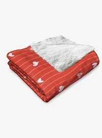 Line Hearts Silk Touch Sherpa Throw Blanket