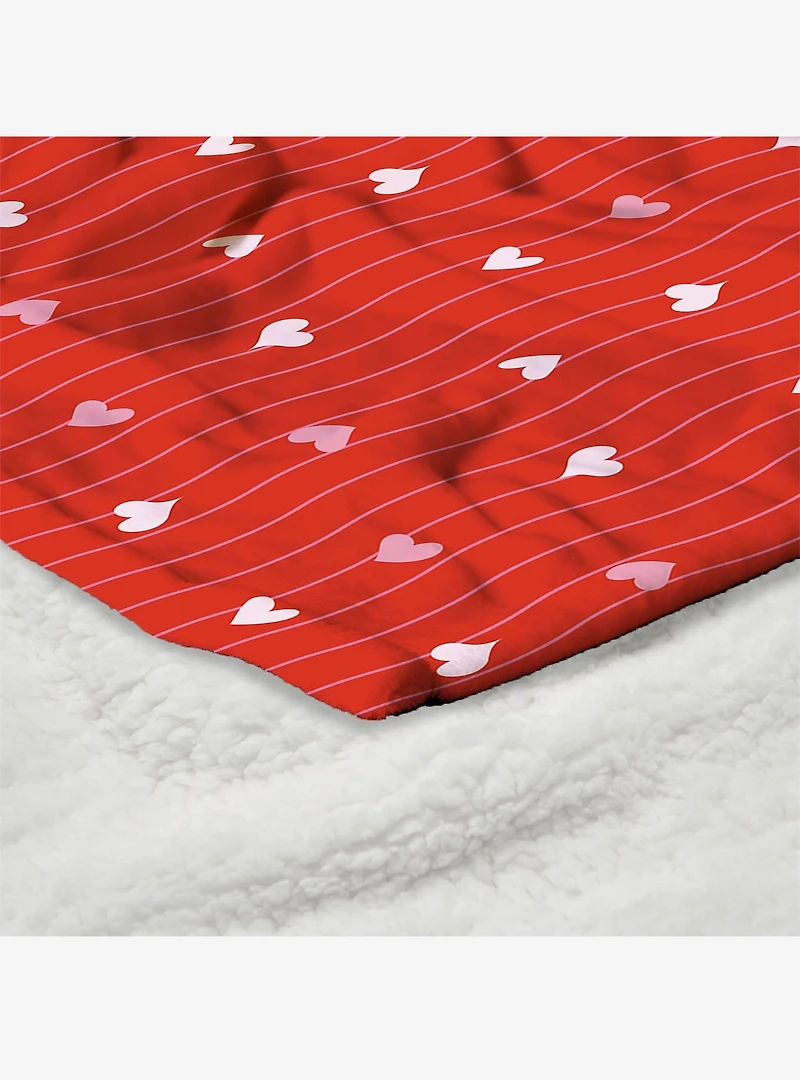 Line Hearts Silk Touch Sherpa Throw Blanket