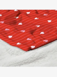Line Hearts Silk Touch Sherpa Throw Blanket