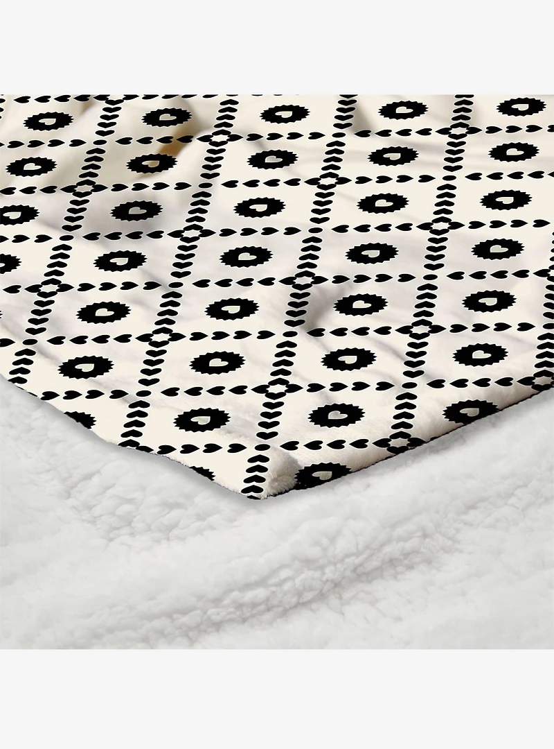 Black Hearts Silk Touch Sherpa Throw Blanket