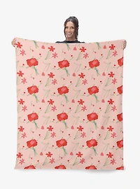 Flowers Silk Touch Sherpa Throw Blanket