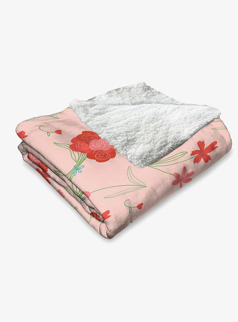 Flowers Silk Touch Sherpa Throw Blanket