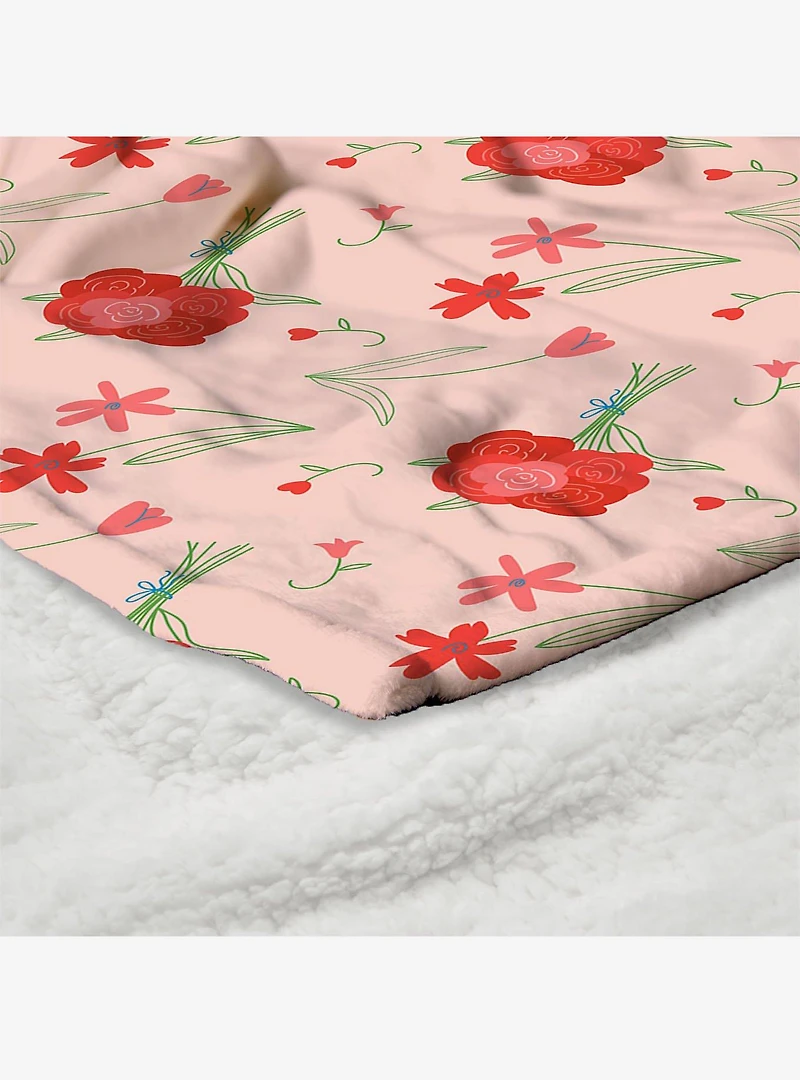 Flowers Silk Touch Sherpa Throw Blanket
