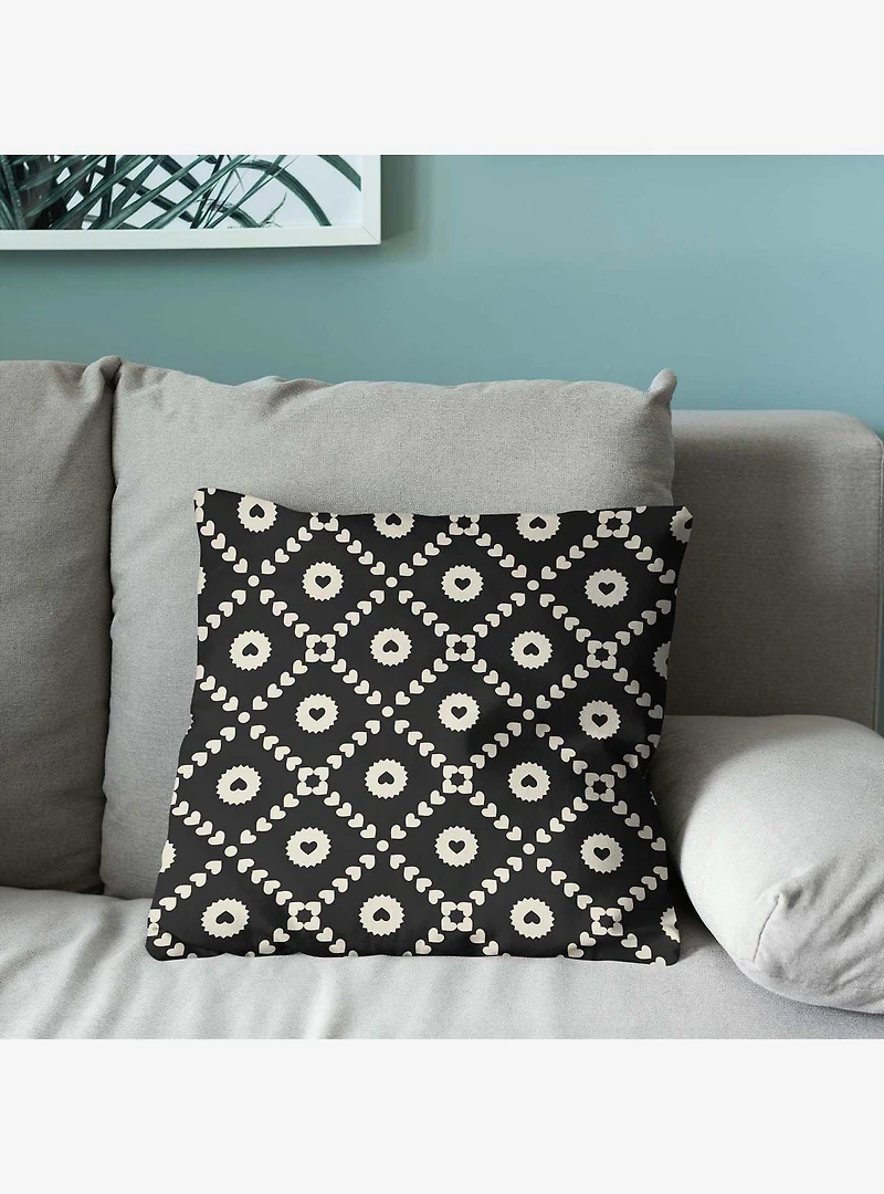 Black Hearts Throw Pillow