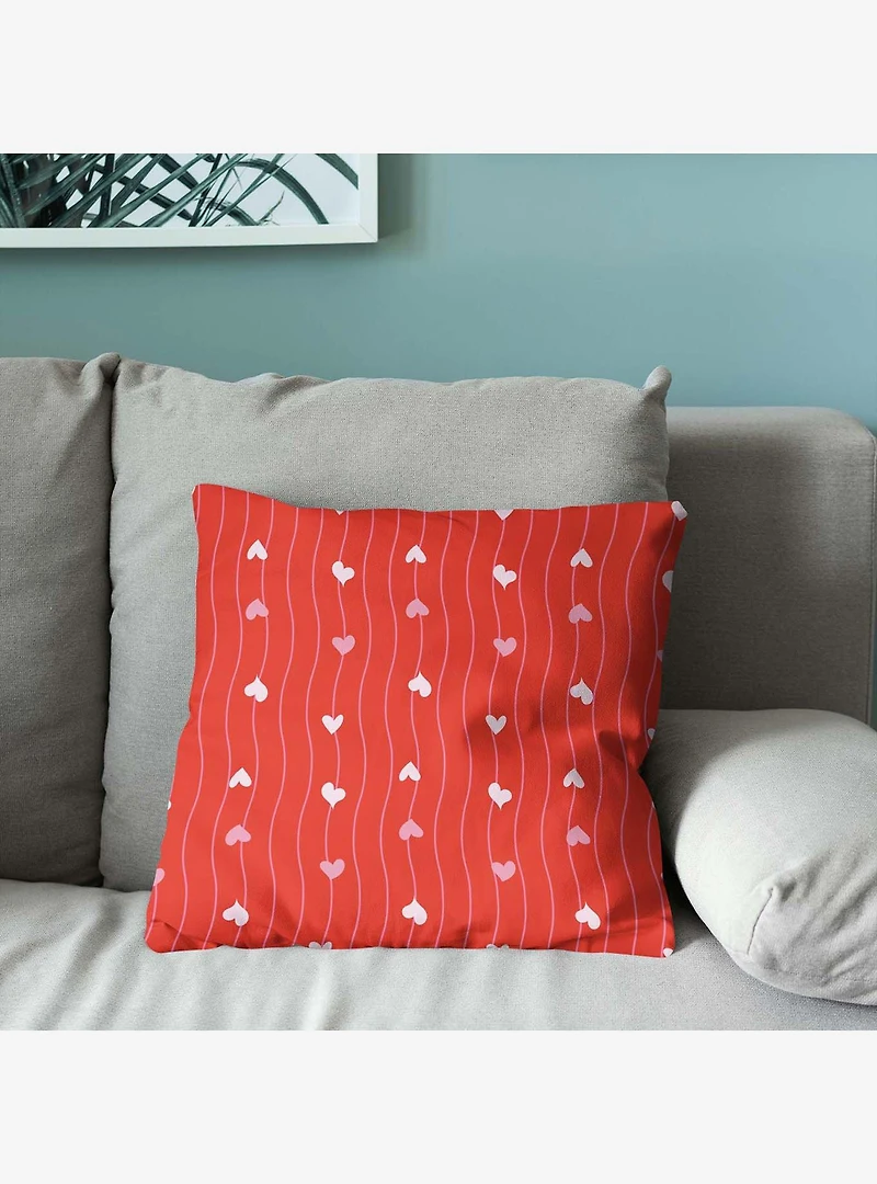 Line Hearts Throw Pillow