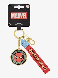 Loungefly Marvel Spider-Man Retro Badge Wristlet Keychain - BoxLunch Exclusive
