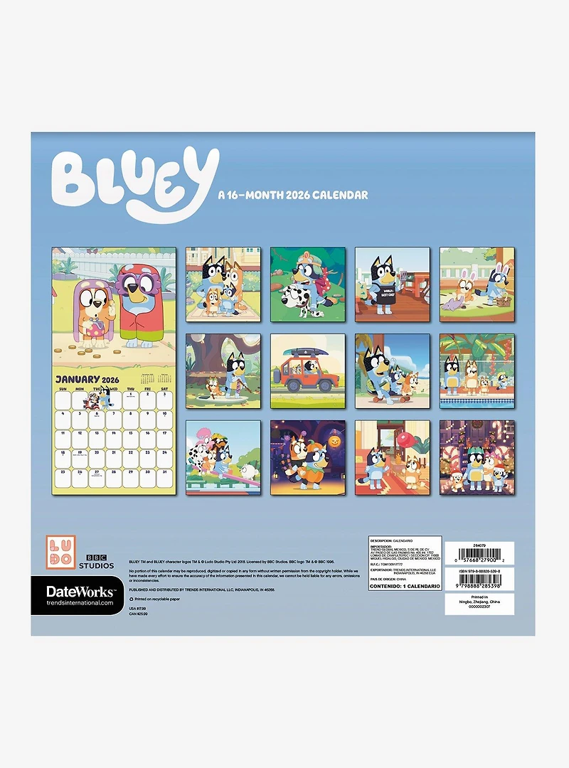 Bluey 2026 Wall Calendar