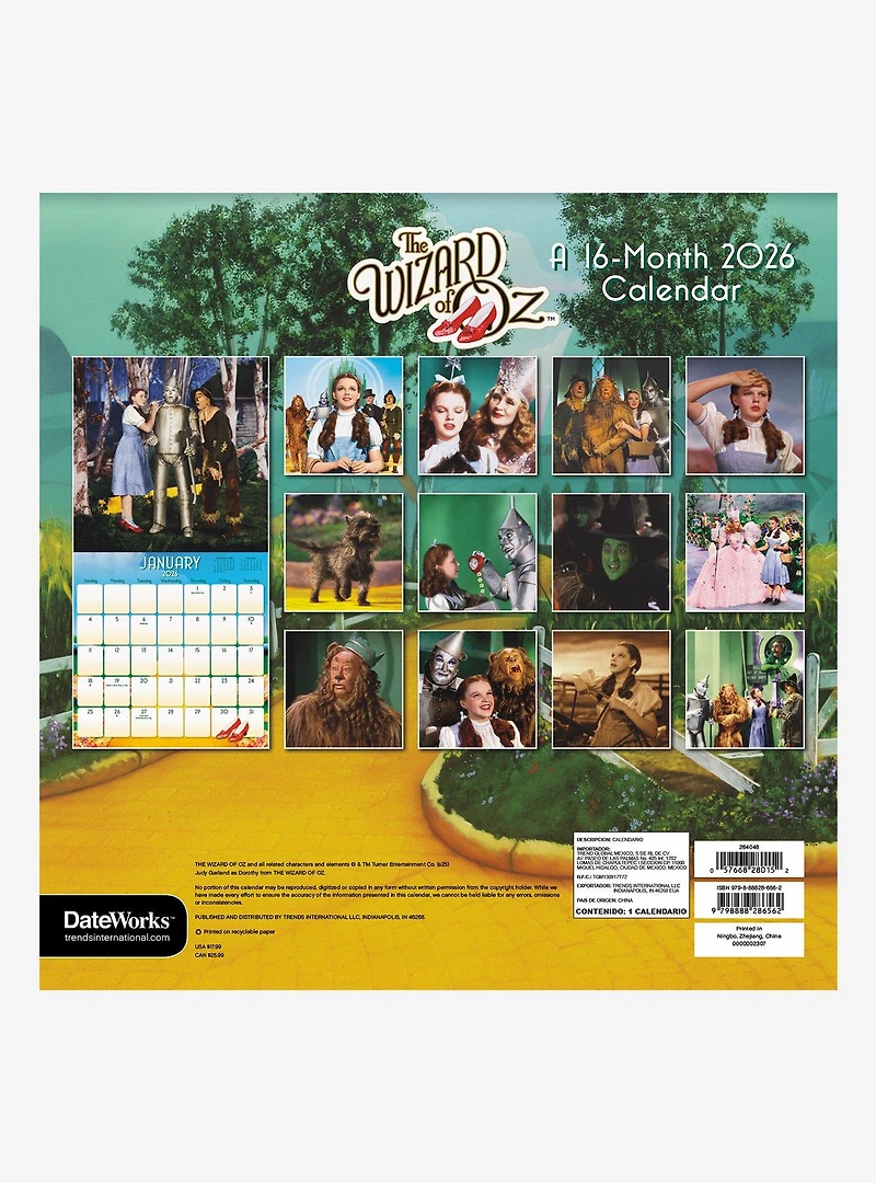 The Wizard of Oz 2026 Wall Calendar