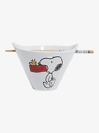 Peanuts Snoopy & Woodstock Wax Resist Ramen Bowl with Chopsticks