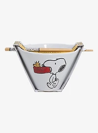 Peanuts Snoopy & Woodstock Wax Resist Ramen Bowl with Chopsticks
