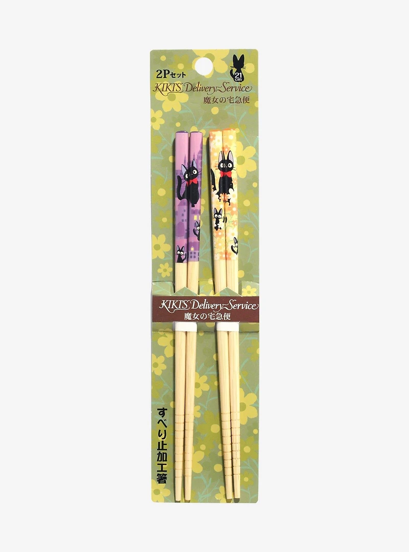 Studio Ghibli® Kiki's Delivery Service Jiji Floral Bamboo Chopsticks Set