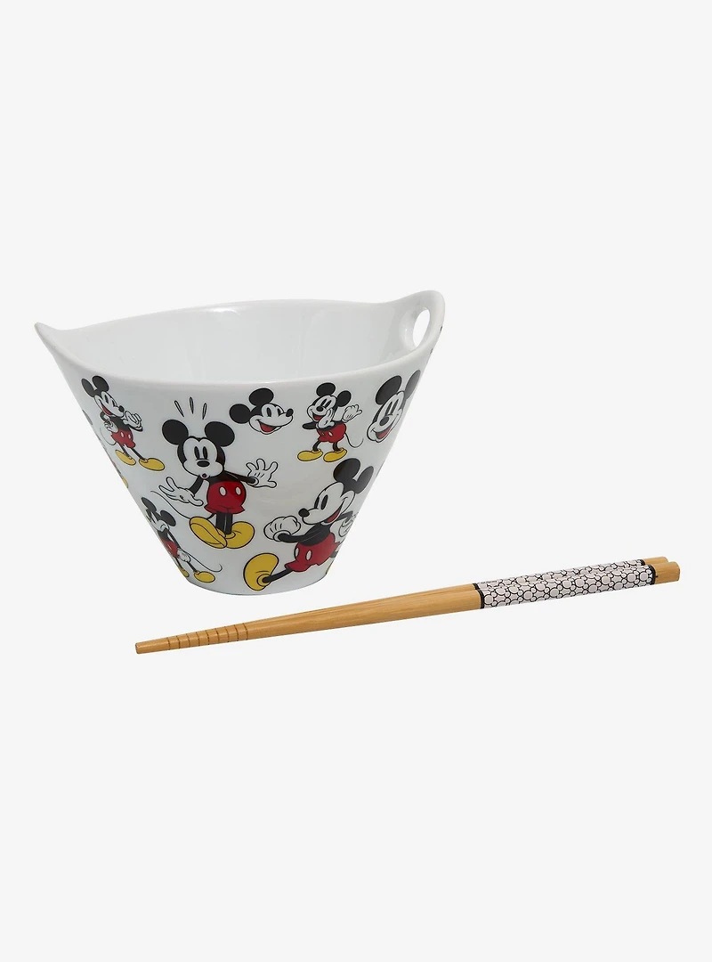 Disney Mickey Mouse Allover Print Ramen Bowl with Chopsticks