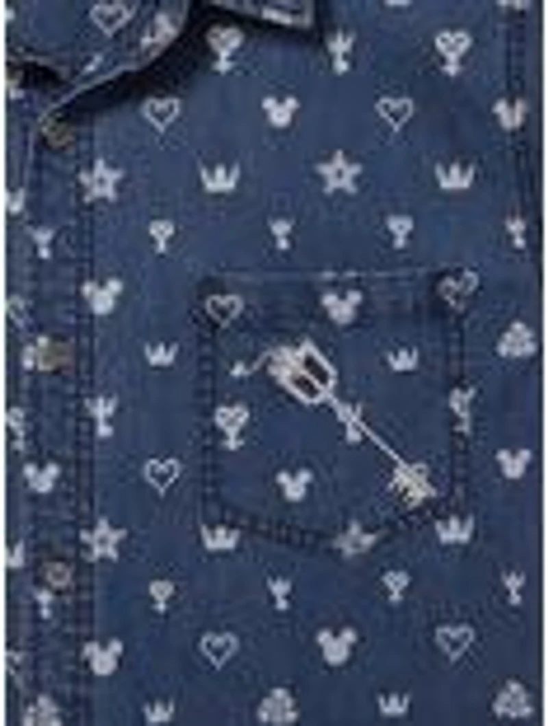Disney Kingdom Hearts Icons Allover Print Woven Button-Up - BoxLunch Exclusive