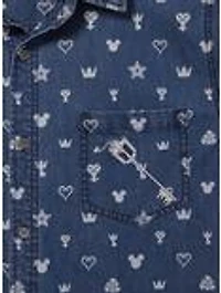 Disney Kingdom Hearts Icons Allover Print Woven Button-Up - BoxLunch Exclusive